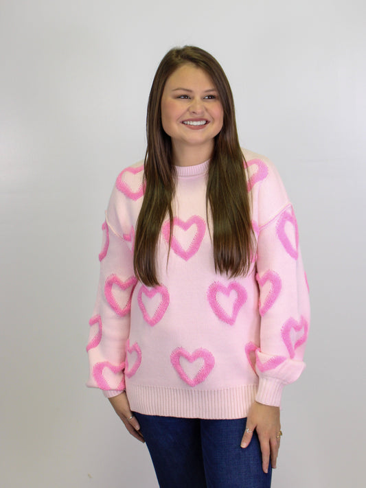 Light Pink Heart Sweater LT