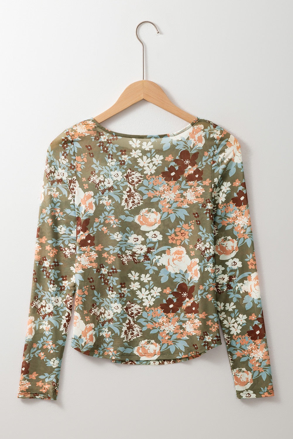 Green Floral Mesh Top LT