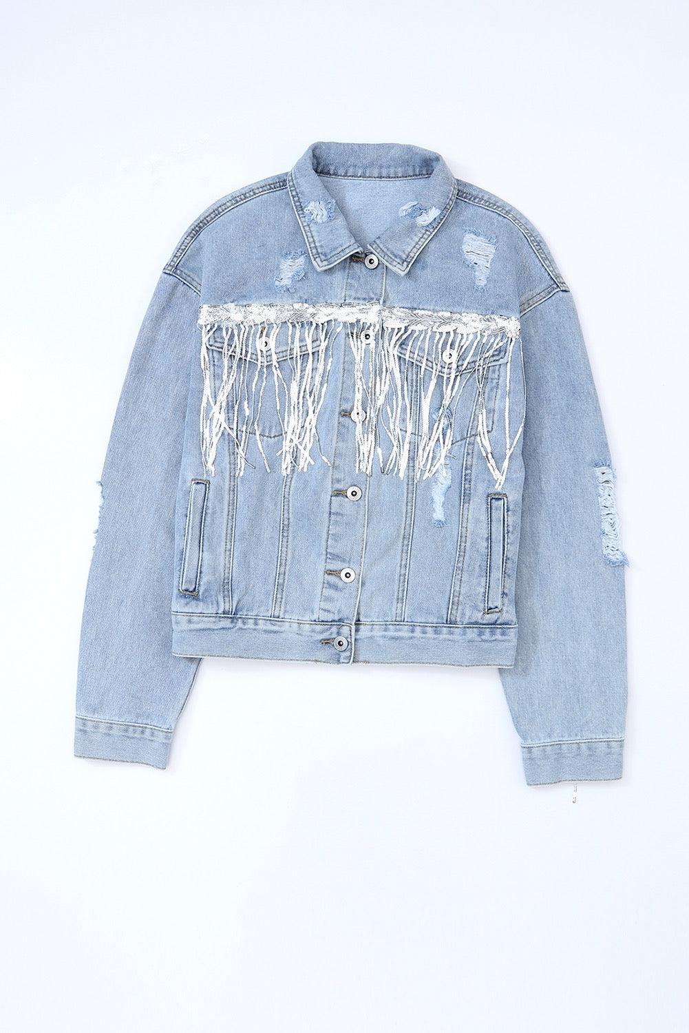 Sequin Fringe Denim Jacket December.